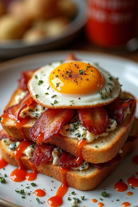 sriracha bacon bleu cheese toasts
