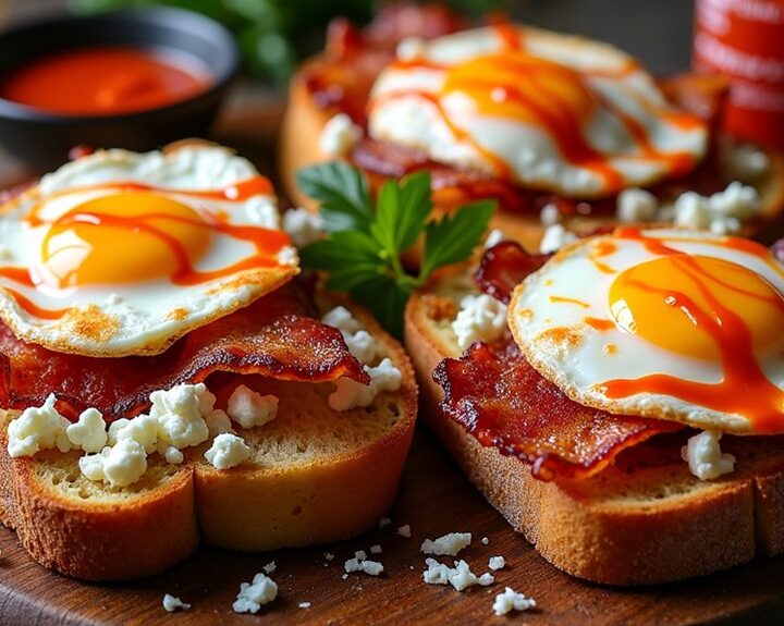 sriracha bacon cheese toasts