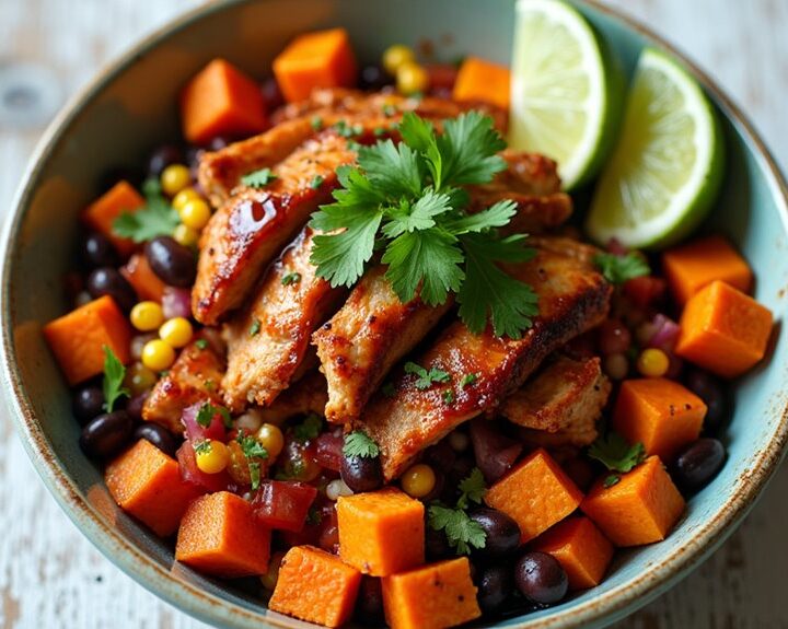 bbq chicken sweet potato bowl