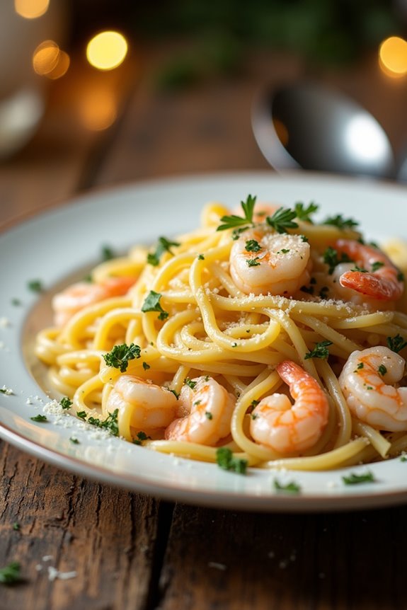 creamy garlic shrimp pasta