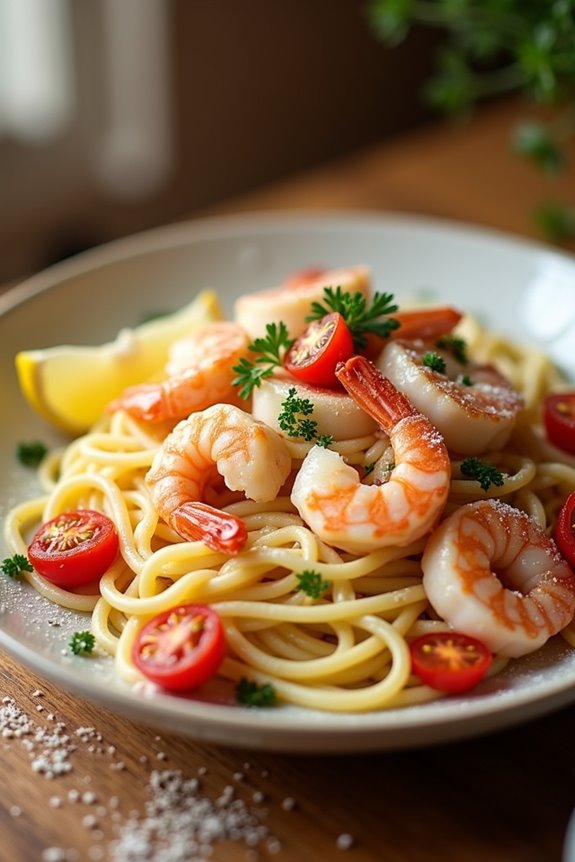 delightful shrimp scallop pasta