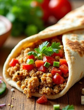 mediterranean ground chicken pita