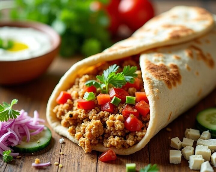 mediterranean ground chicken pita