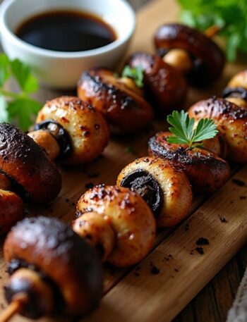 savory balsamic mushroom skewers