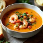seafood bisque with croutons