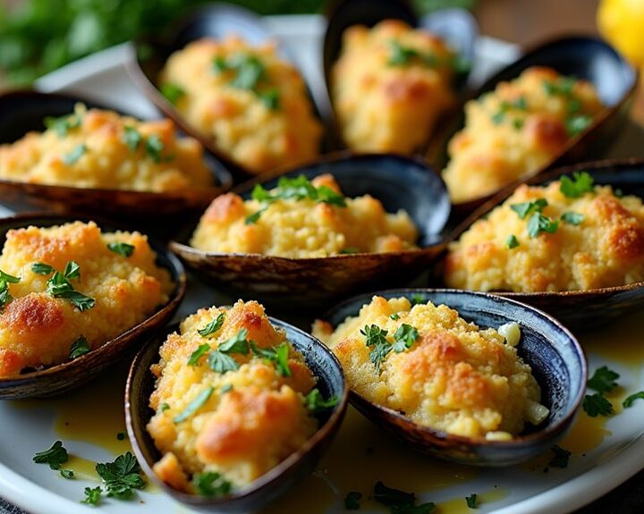 stuffed baked mussels recipe
