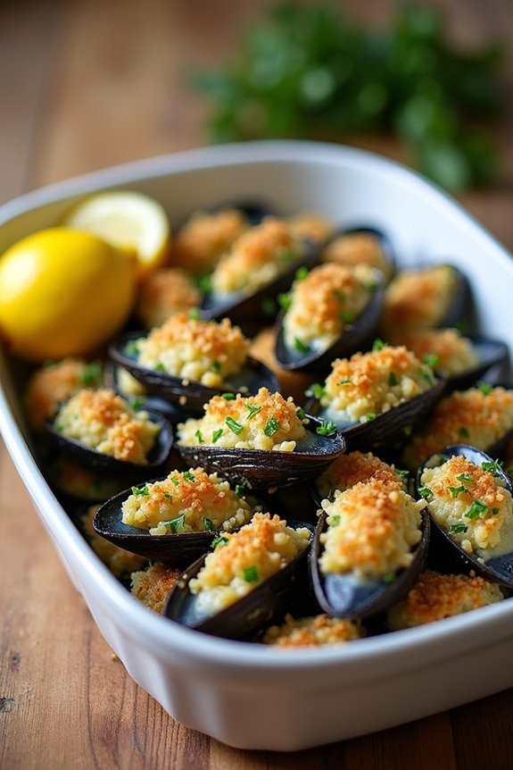 stuffed baked mussels recipe